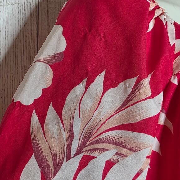 VTG 90s Y2K Hilo Hattie Muumuu Dress XL Red Floral Hawaiian Off Shoulder Aloha - Picture 4 of 6
